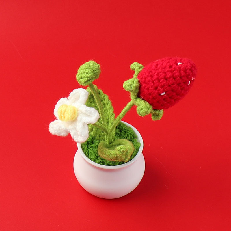 Yarn Sunflower Potted Decor – Simulated Flower Desk Ornament Gift