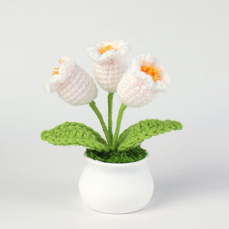 Yarn Sunflower Potted Decor – Simulated Flower Desk Ornament Gift