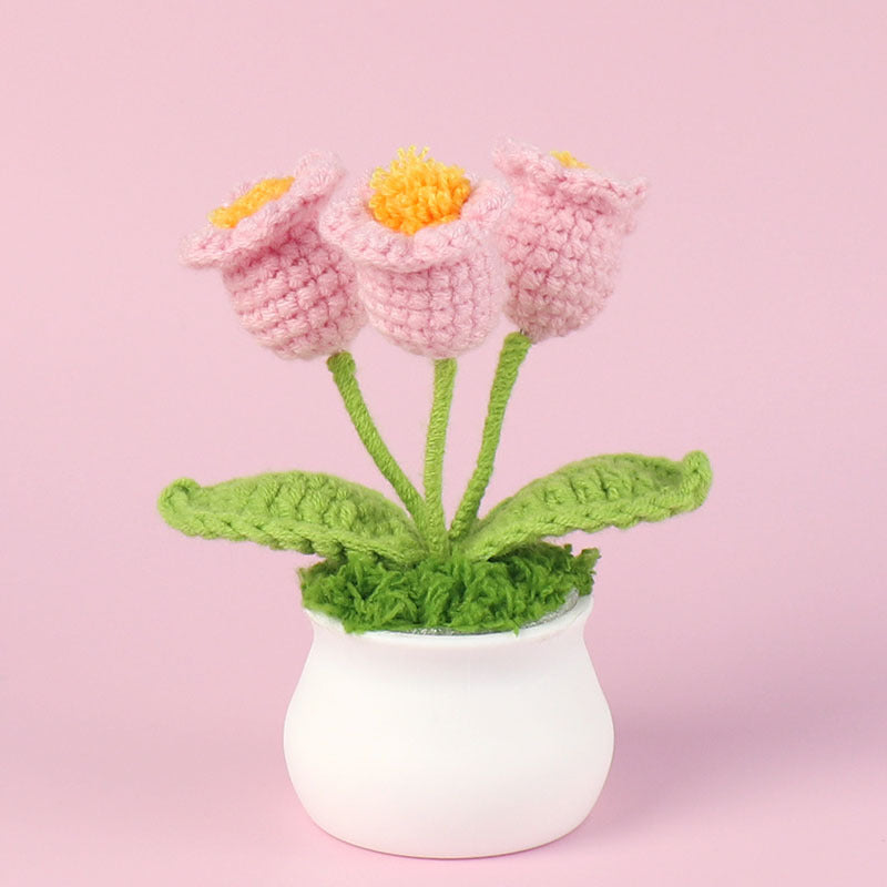 Yarn Sunflower Potted Decor – Simulated Flower Desk Ornament Gift