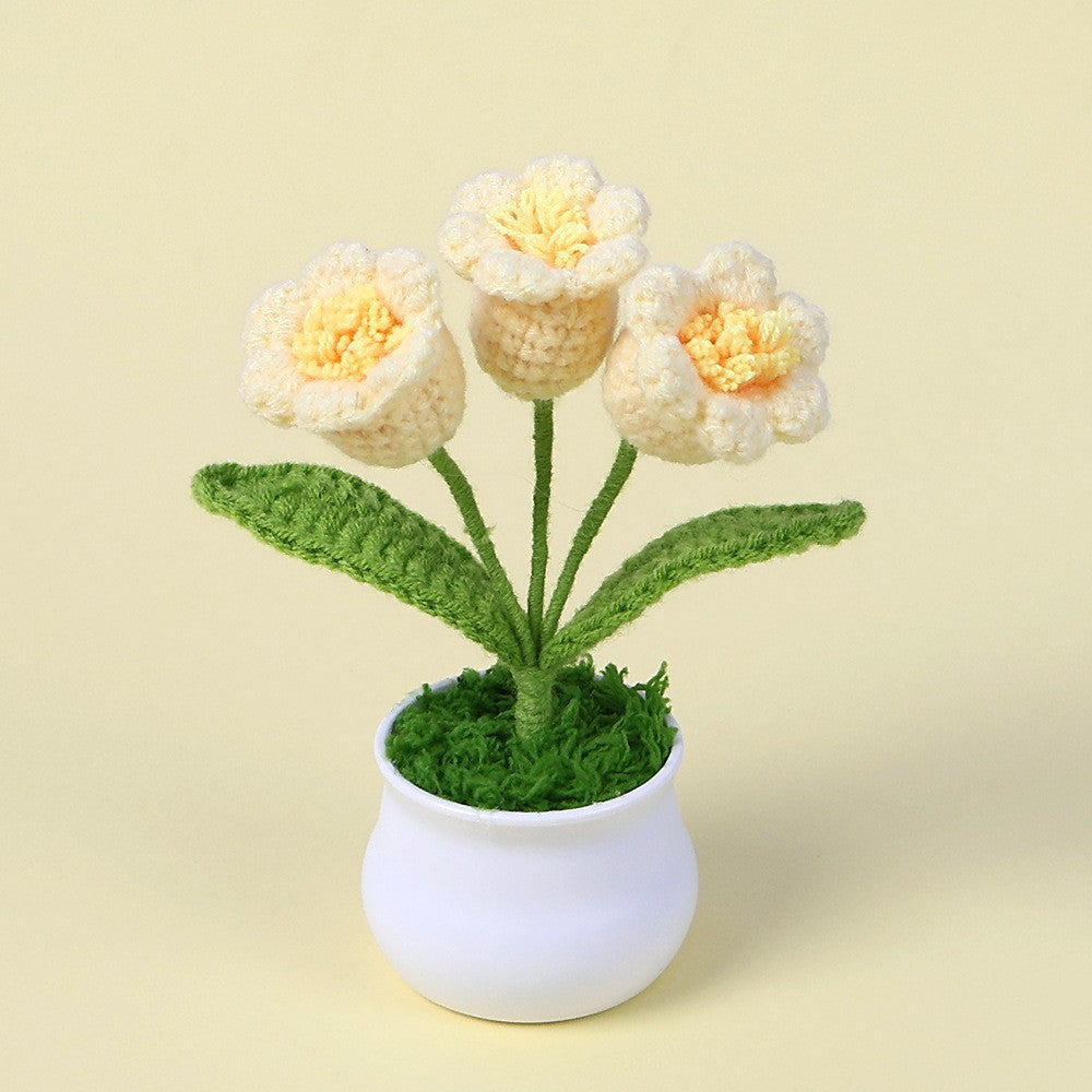 Yarn Sunflower Potted Decor – Simulated Flower Desk Ornament Gift