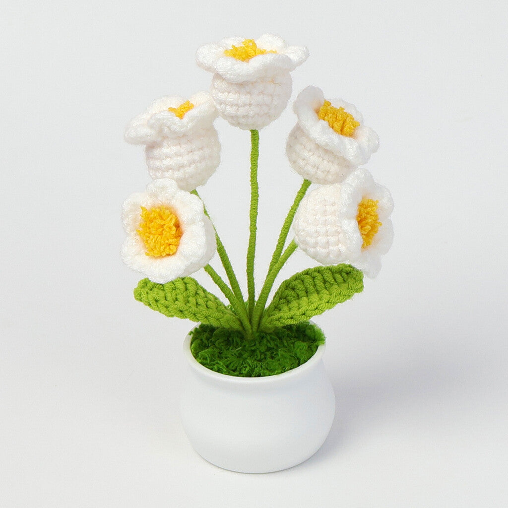 Yarn Sunflower Potted Decor – Simulated Flower Desk Ornament Gift