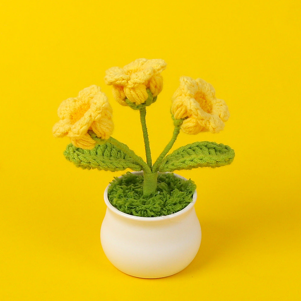 Yarn Sunflower Potted Decor – Simulated Flower Desk Ornament Gift