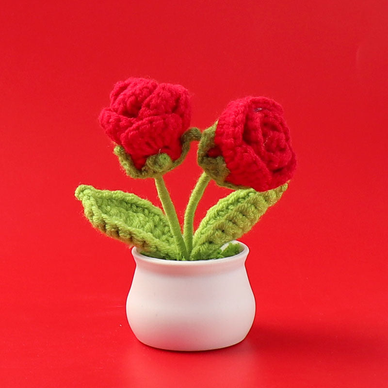 Yarn Sunflower Potted Decor – Simulated Flower Desk Ornament Gift
