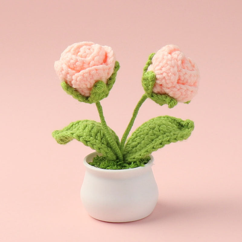 Yarn Sunflower Potted Decor – Simulated Flower Desk Ornament Gift