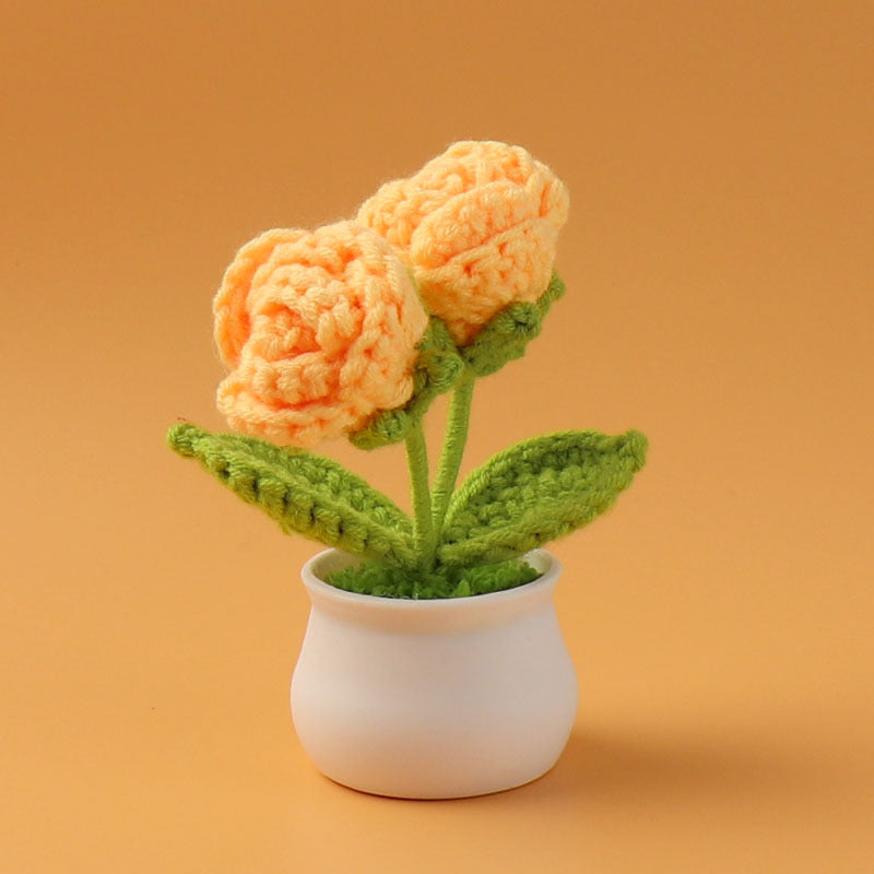 Yarn Sunflower Potted Decor – Simulated Flower Desk Ornament Gift