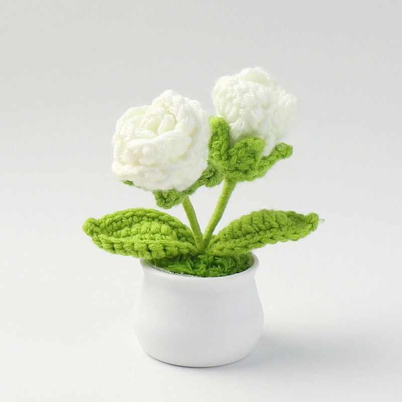 Yarn Sunflower Potted Decor – Simulated Flower Desk Ornament Gift