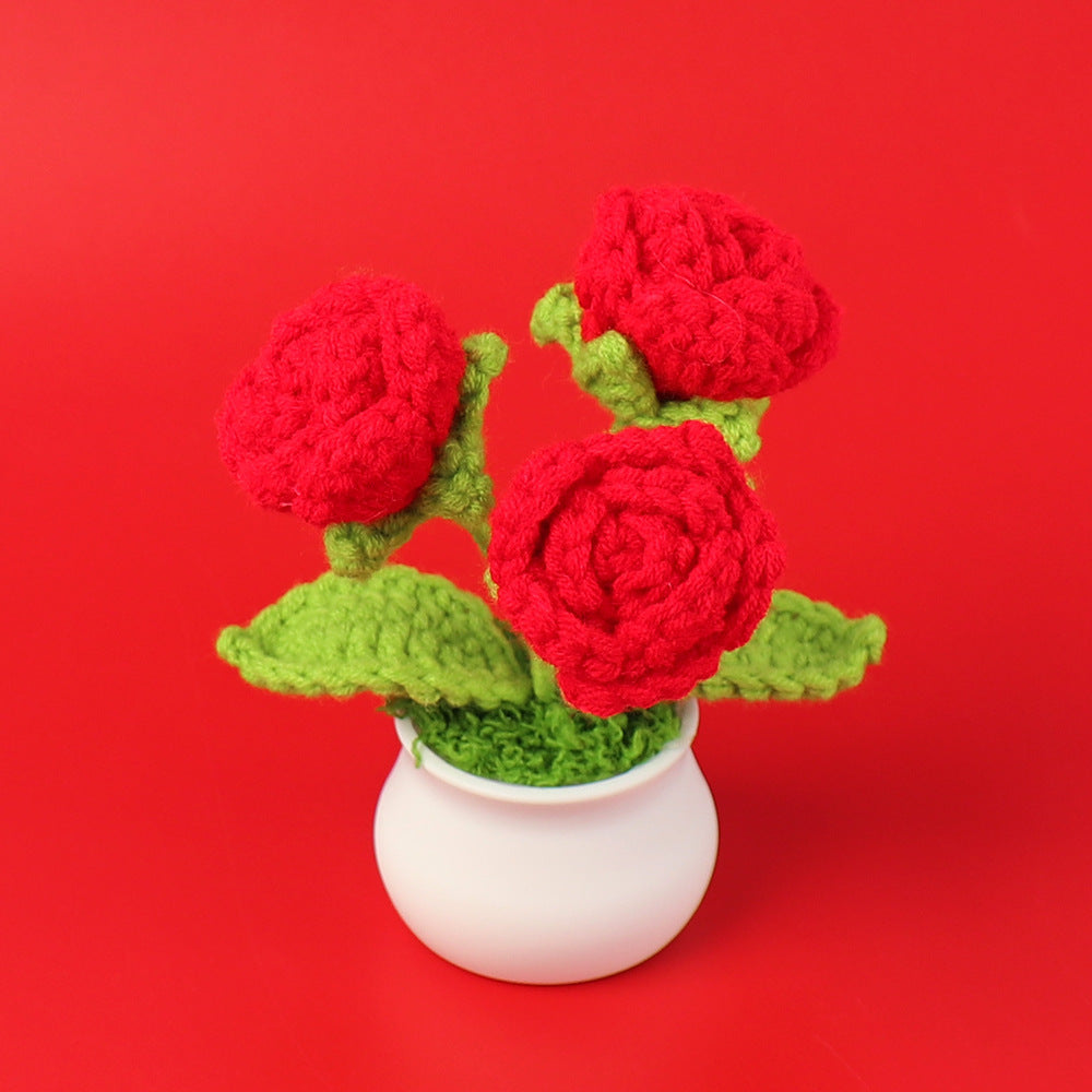 Yarn Sunflower Potted Decor – Simulated Flower Desk Ornament Gift