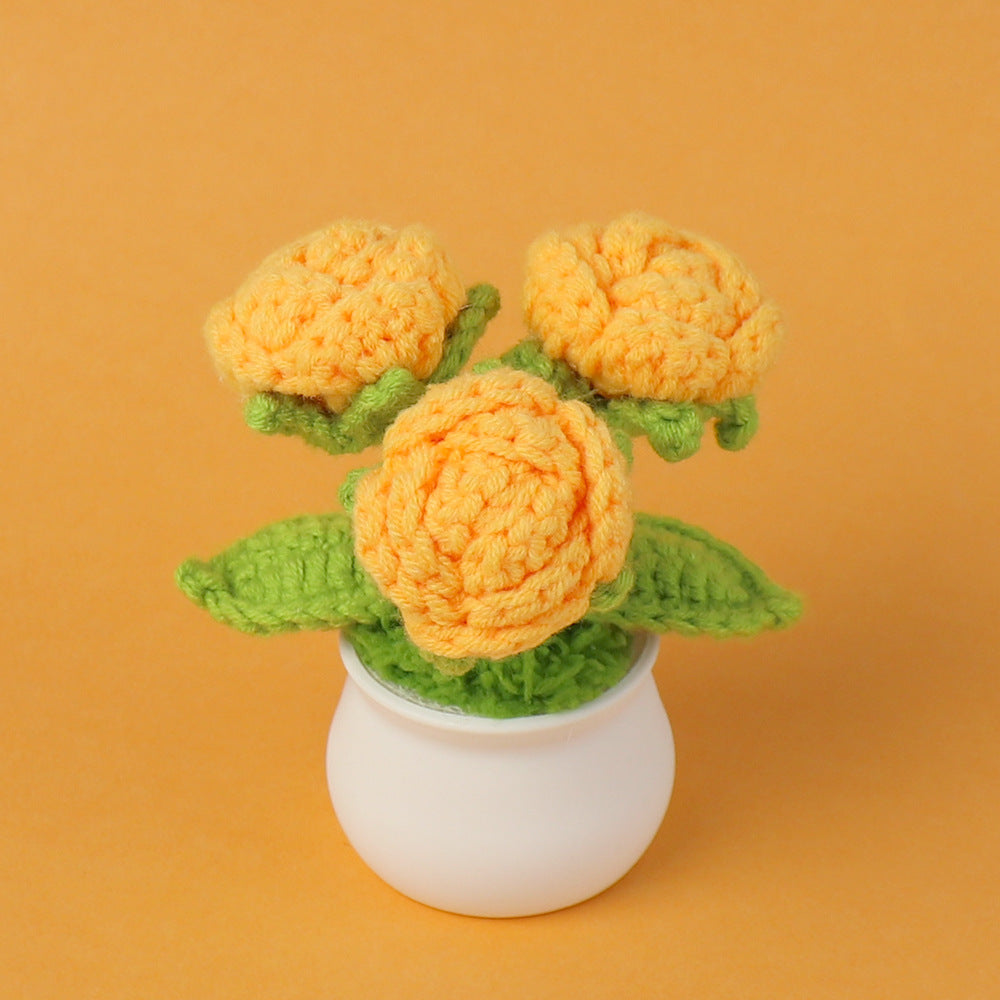 Yarn Sunflower Potted Decor – Simulated Flower Desk Ornament Gift