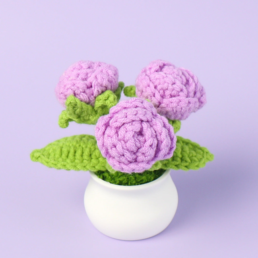 Yarn Sunflower Potted Decor – Simulated Flower Desk Ornament Gift
