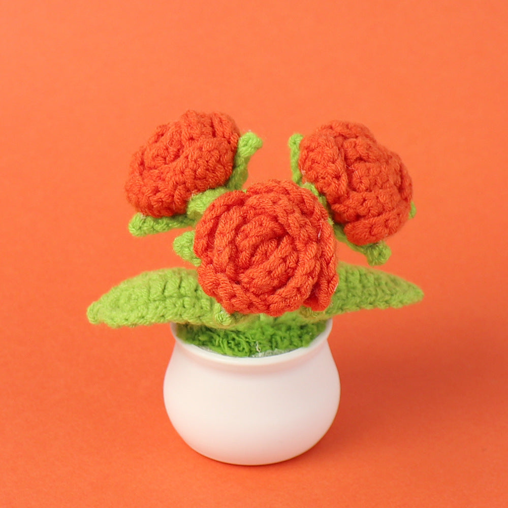 Yarn Sunflower Potted Decor – Simulated Flower Desk Ornament Gift