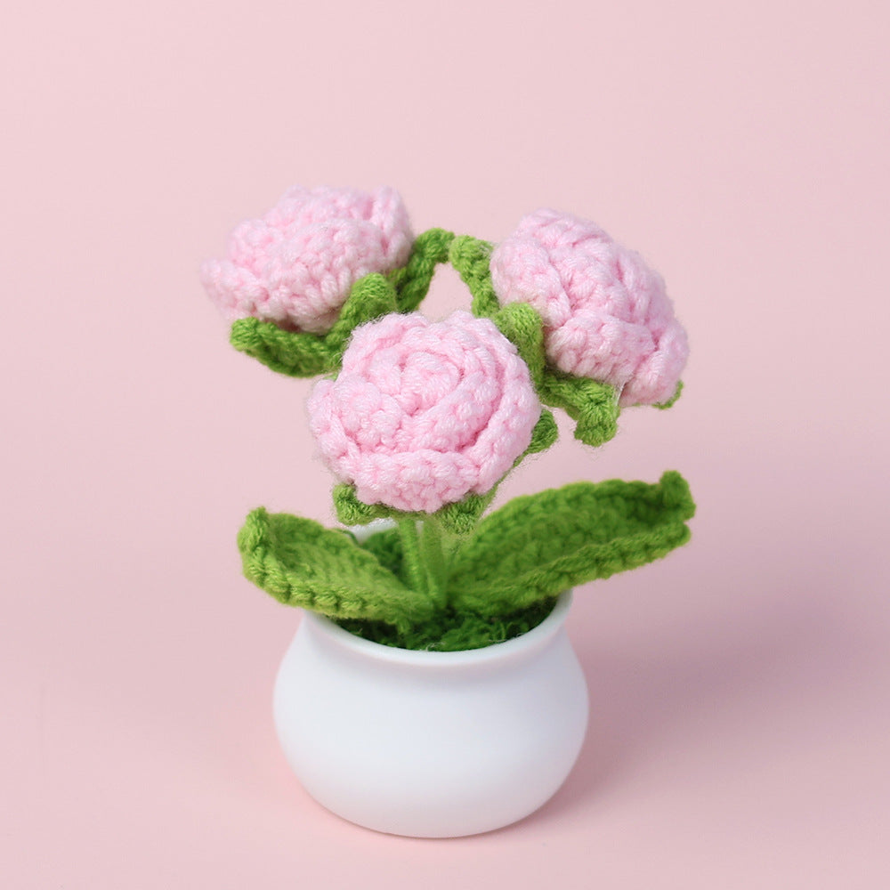 Yarn Sunflower Potted Decor – Simulated Flower Desk Ornament Gift