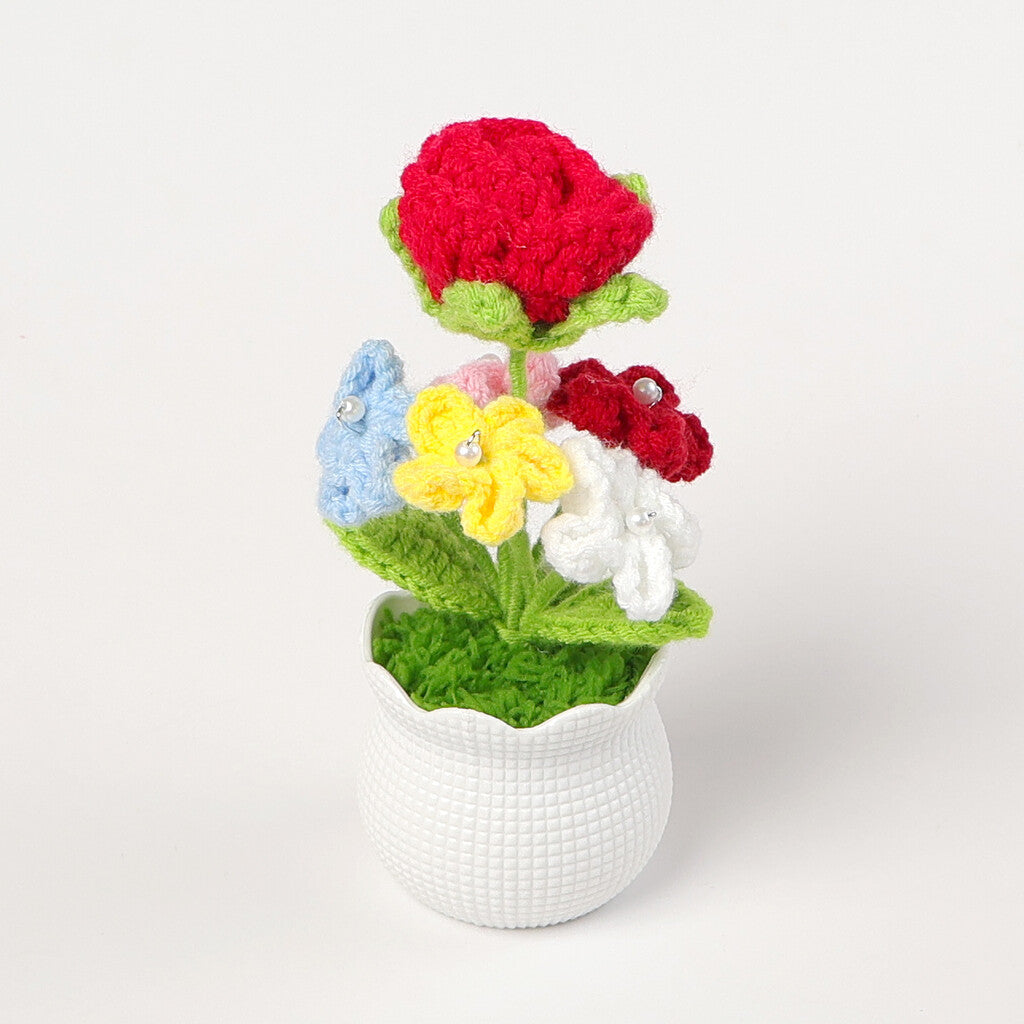 Yarn Sunflower Potted Decor – Simulated Flower Desk Ornament Gift