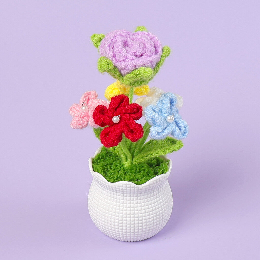 Yarn Sunflower Potted Decor – Simulated Flower Desk Ornament Gift