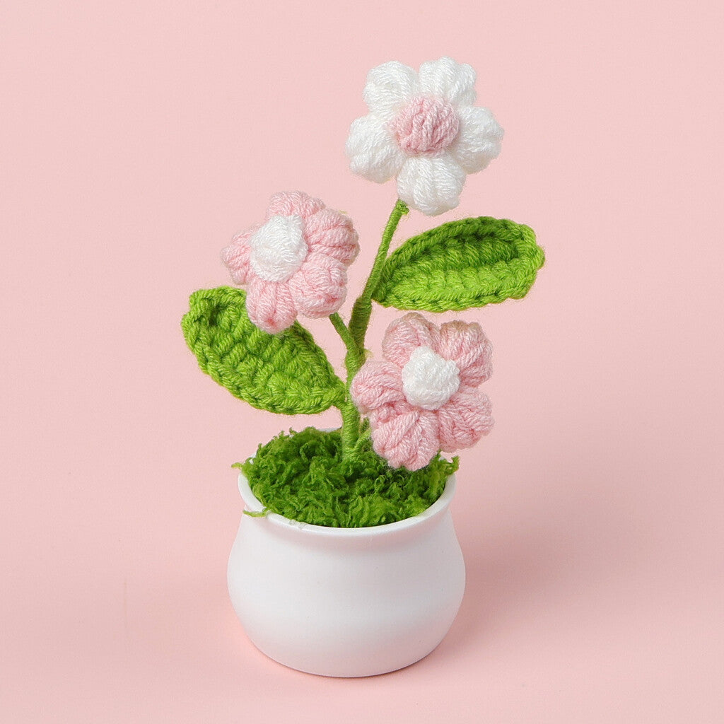Yarn Sunflower Potted Decor – Simulated Flower Desk Ornament Gift