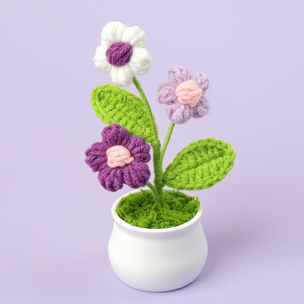 Yarn Sunflower Potted Decor – Simulated Flower Desk Ornament Gift