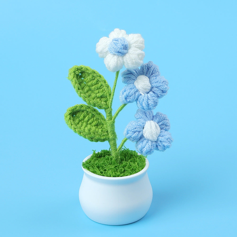 Yarn Sunflower Potted Decor – Simulated Flower Desk Ornament Gift