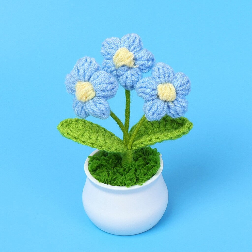 Yarn Sunflower Potted Decor – Simulated Flower Desk Ornament Gift