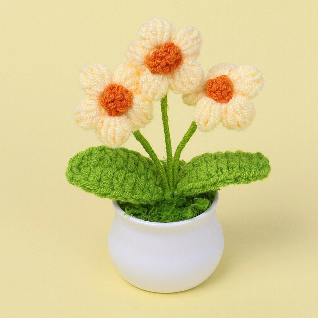 Yarn Sunflower Potted Decor – Simulated Flower Desk Ornament Gift
