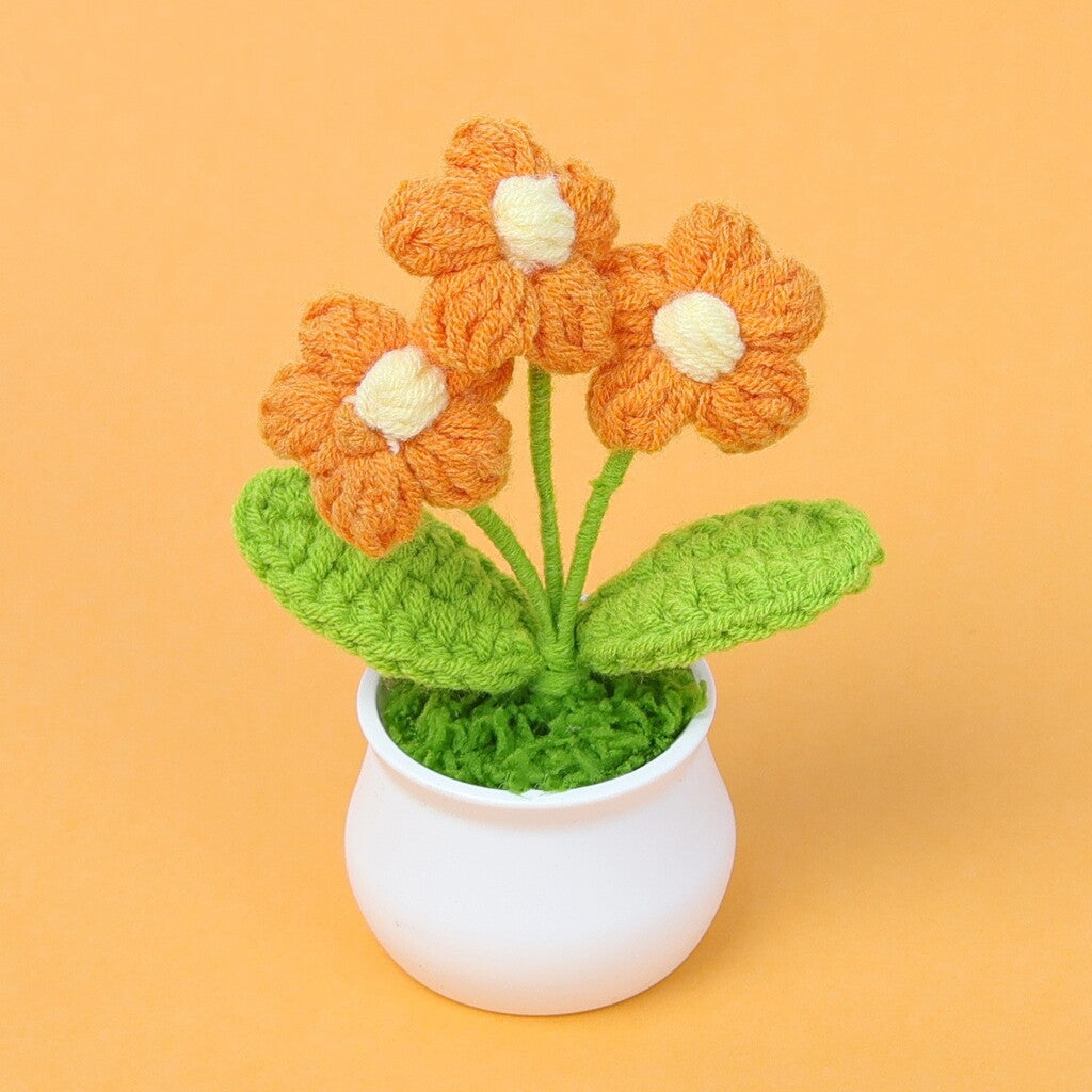 Yarn Sunflower Potted Decor – Simulated Flower Desk Ornament Gift