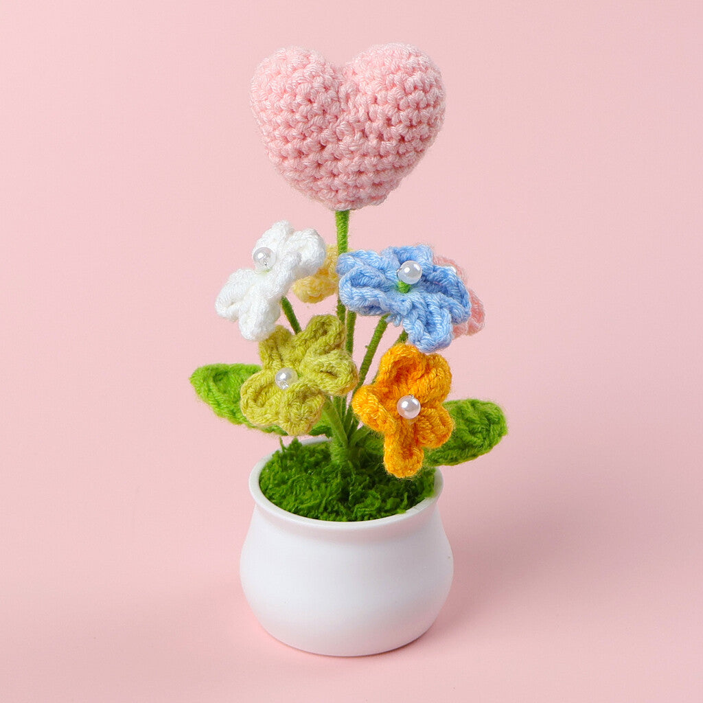 Yarn Sunflower Potted Decor – Simulated Flower Desk Ornament Gift