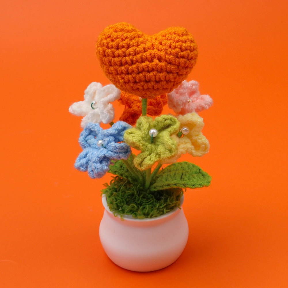 Yarn Sunflower Potted Decor – Simulated Flower Desk Ornament Gift