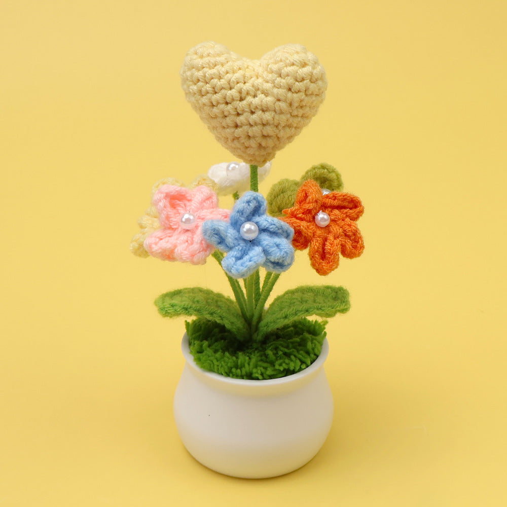 Yarn Sunflower Potted Decor – Simulated Flower Desk Ornament Gift