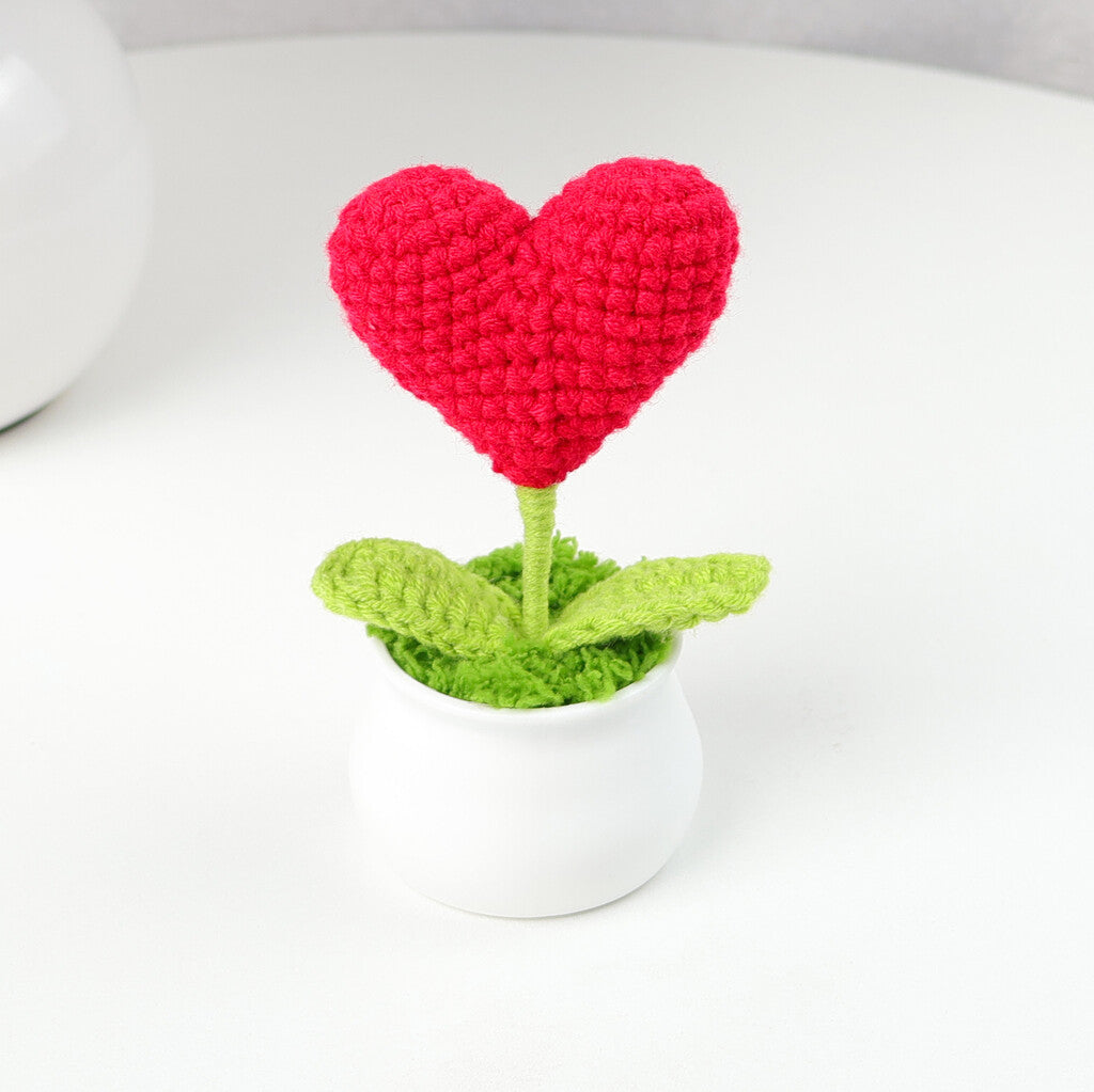 Yarn Sunflower Potted Decor – Simulated Flower Desk Ornament Gift