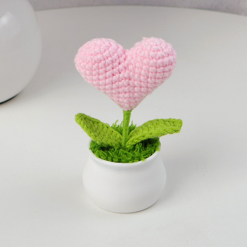 Yarn Sunflower Potted Decor – Simulated Flower Desk Ornament Gift