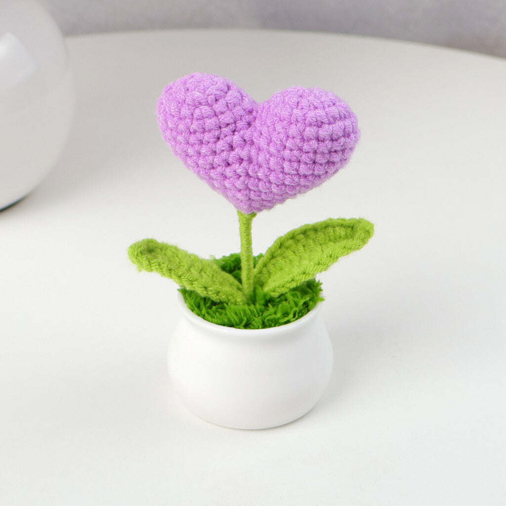 Yarn Sunflower Potted Decor – Simulated Flower Desk Ornament Gift