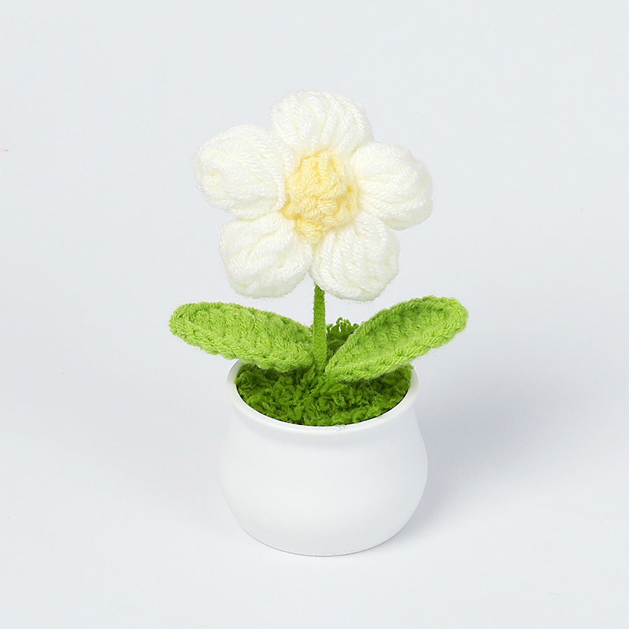 Yarn Sunflower Potted Decor – Simulated Flower Desk Ornament Gift