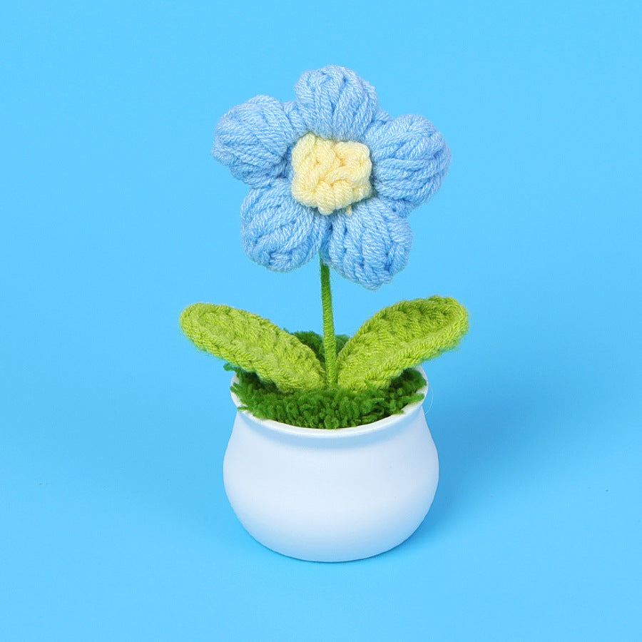 Yarn Sunflower Potted Decor – Simulated Flower Desk Ornament Gift