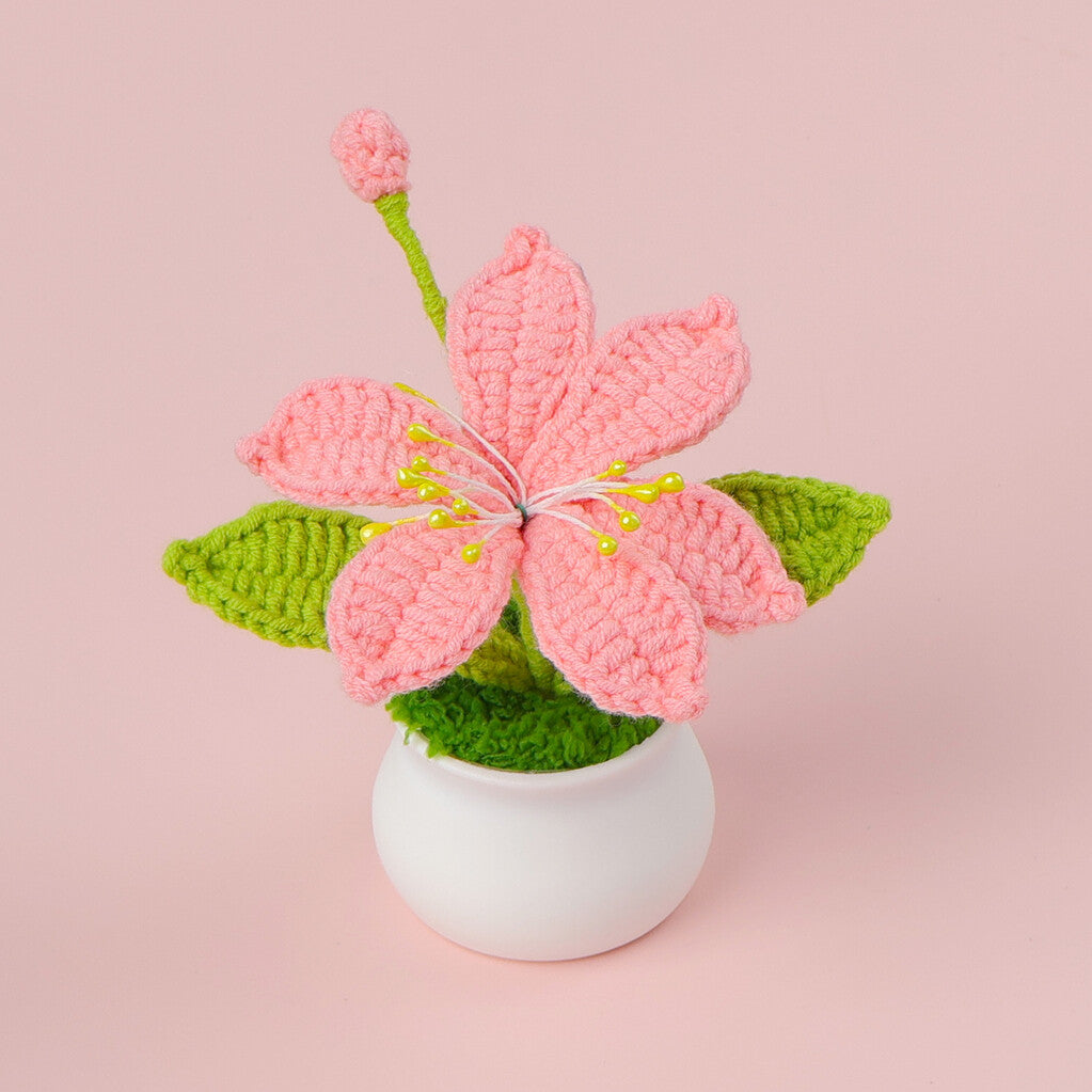 Yarn Sunflower Potted Decor – Simulated Flower Desk Ornament Gift