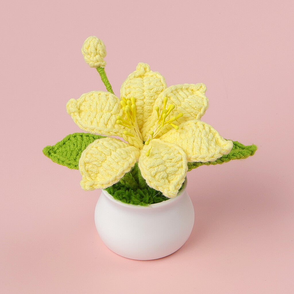 Yarn Sunflower Potted Decor – Simulated Flower Desk Ornament Gift