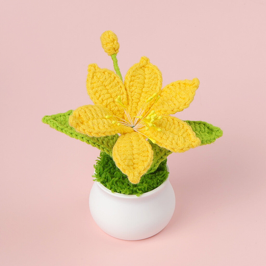 Yarn Sunflower Potted Decor – Simulated Flower Desk Ornament Gift
