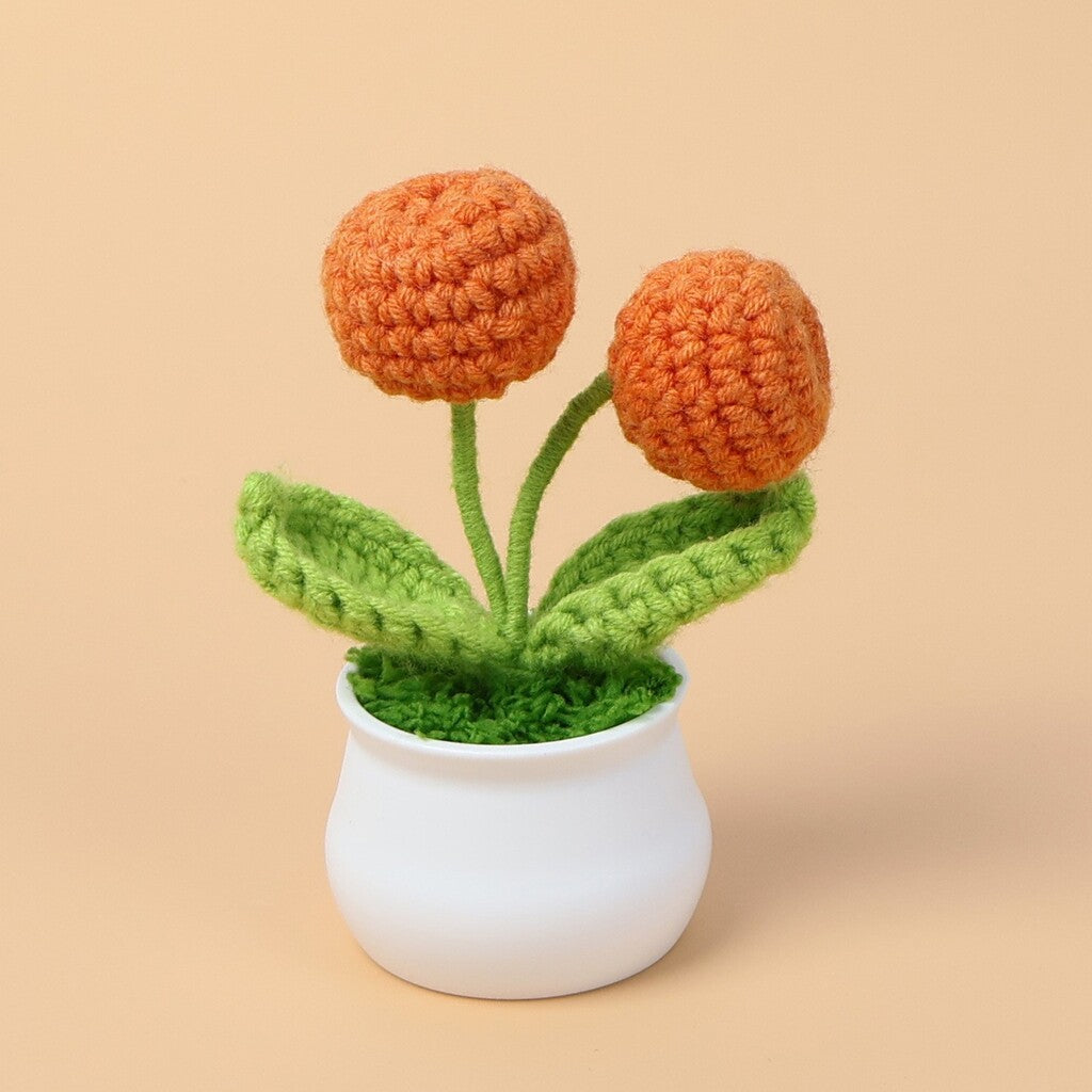 Yarn Sunflower Potted Decor – Simulated Flower Desk Ornament Gift