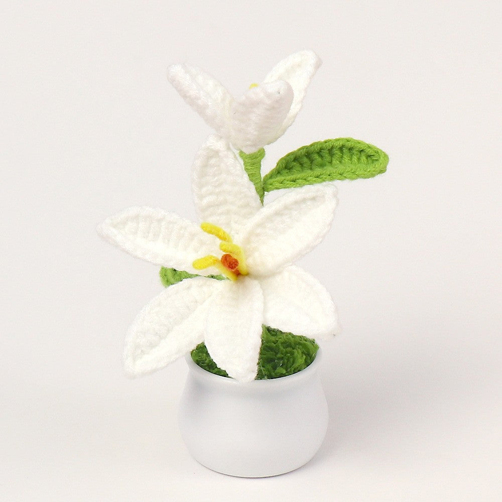 Yarn Sunflower Potted Decor – Simulated Flower Desk Ornament Gift