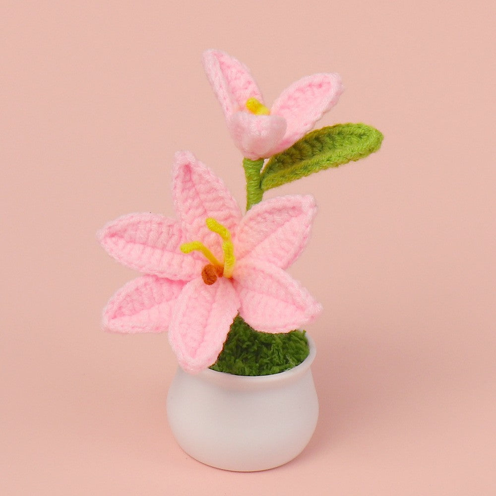 Yarn Sunflower Potted Decor – Simulated Flower Desk Ornament Gift