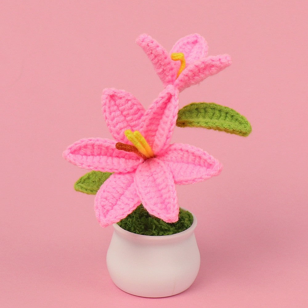 Yarn Sunflower Potted Decor – Simulated Flower Desk Ornament Gift