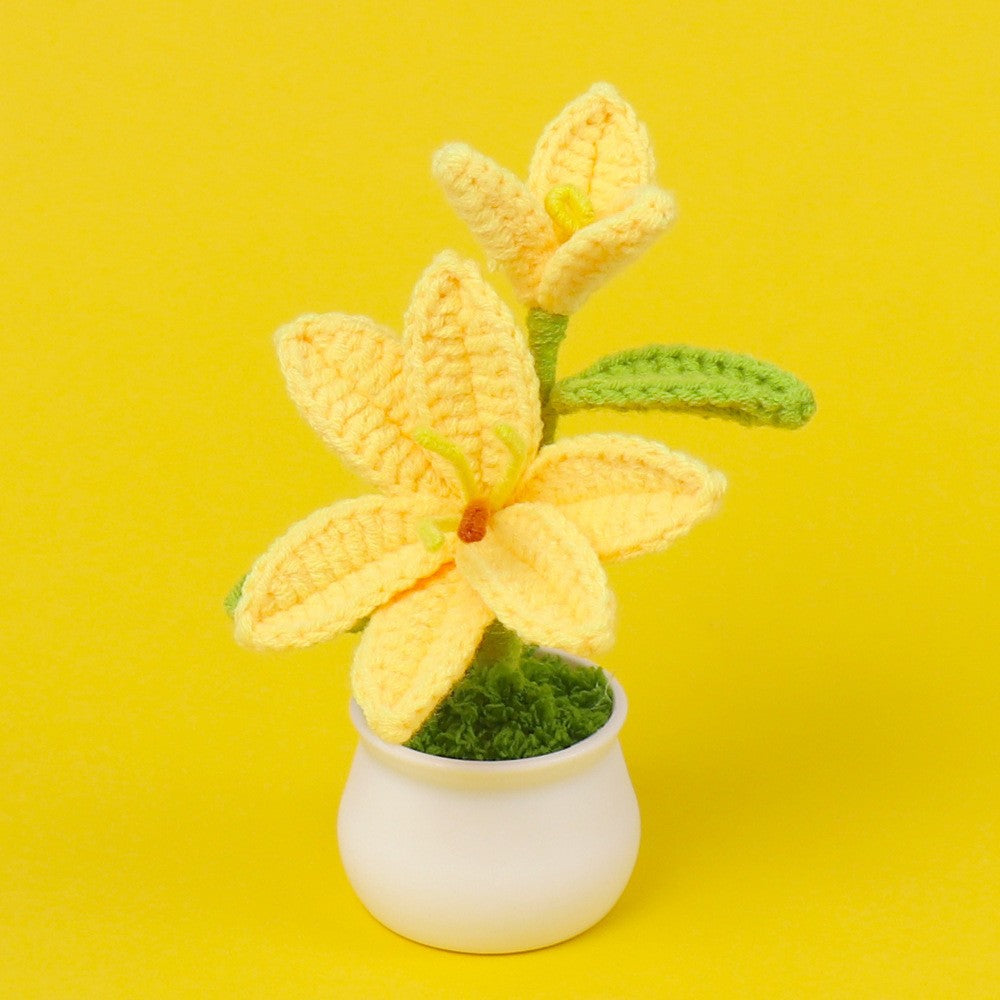 Yarn Sunflower Potted Decor – Simulated Flower Desk Ornament Gift