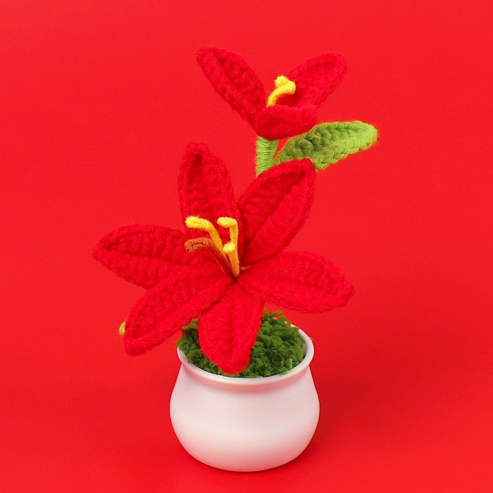 Yarn Sunflower Potted Decor – Simulated Flower Desk Ornament Gift