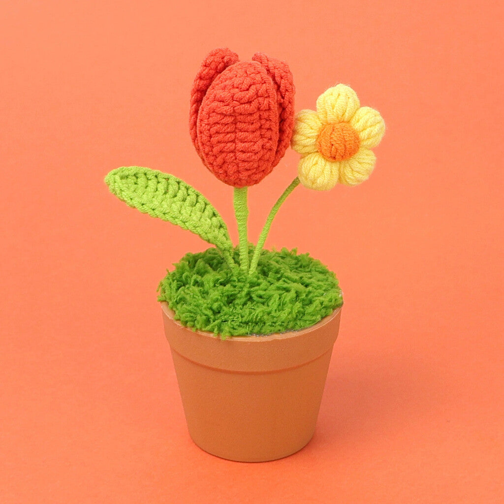 Yarn Sunflower Potted Decor – Simulated Flower Desk Ornament Gift