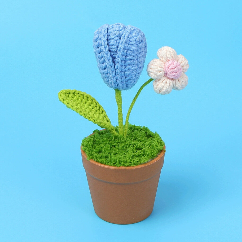 Yarn Sunflower Potted Decor – Simulated Flower Desk Ornament Gift