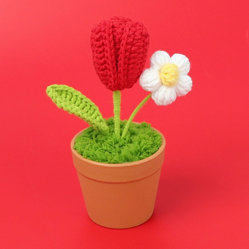 Yarn Sunflower Potted Decor – Simulated Flower Desk Ornament Gift