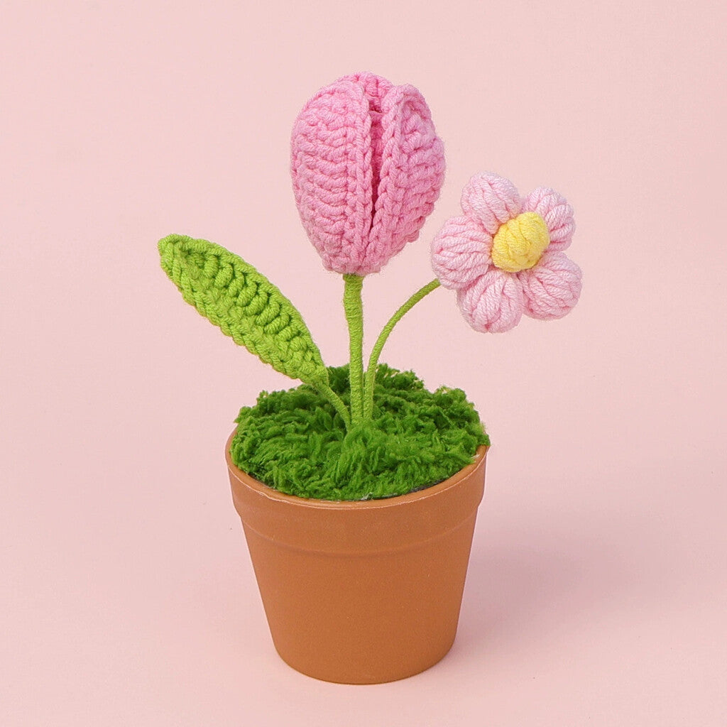 Yarn Sunflower Potted Decor – Simulated Flower Desk Ornament Gift
