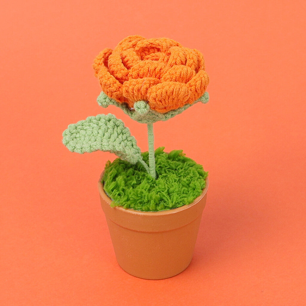 Yarn Sunflower Potted Decor – Simulated Flower Desk Ornament Gift