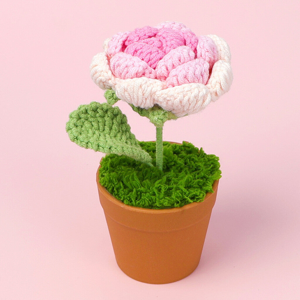 Yarn Sunflower Potted Decor – Simulated Flower Desk Ornament Gift