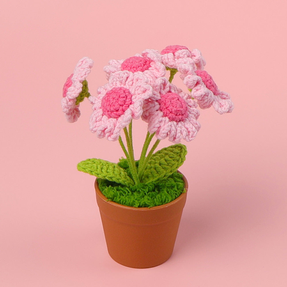 Yarn Sunflower Potted Decor – Simulated Flower Desk Ornament Gift
