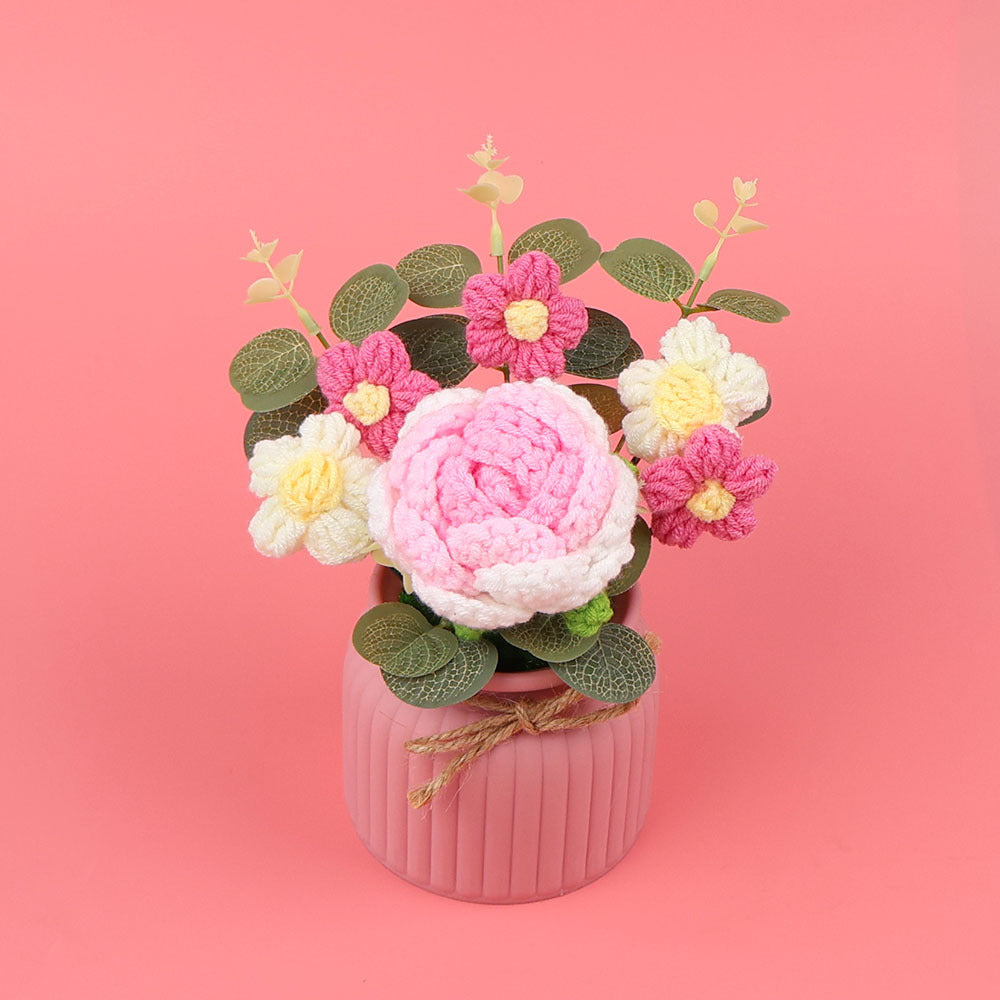 Yarn Sunflower Potted Decor – Simulated Flower Desk Ornament Gift