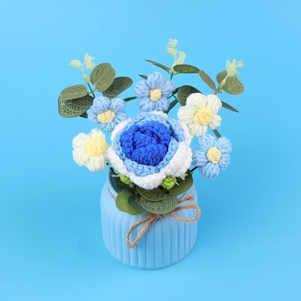 Yarn Sunflower Potted Decor – Simulated Flower Desk Ornament Gift