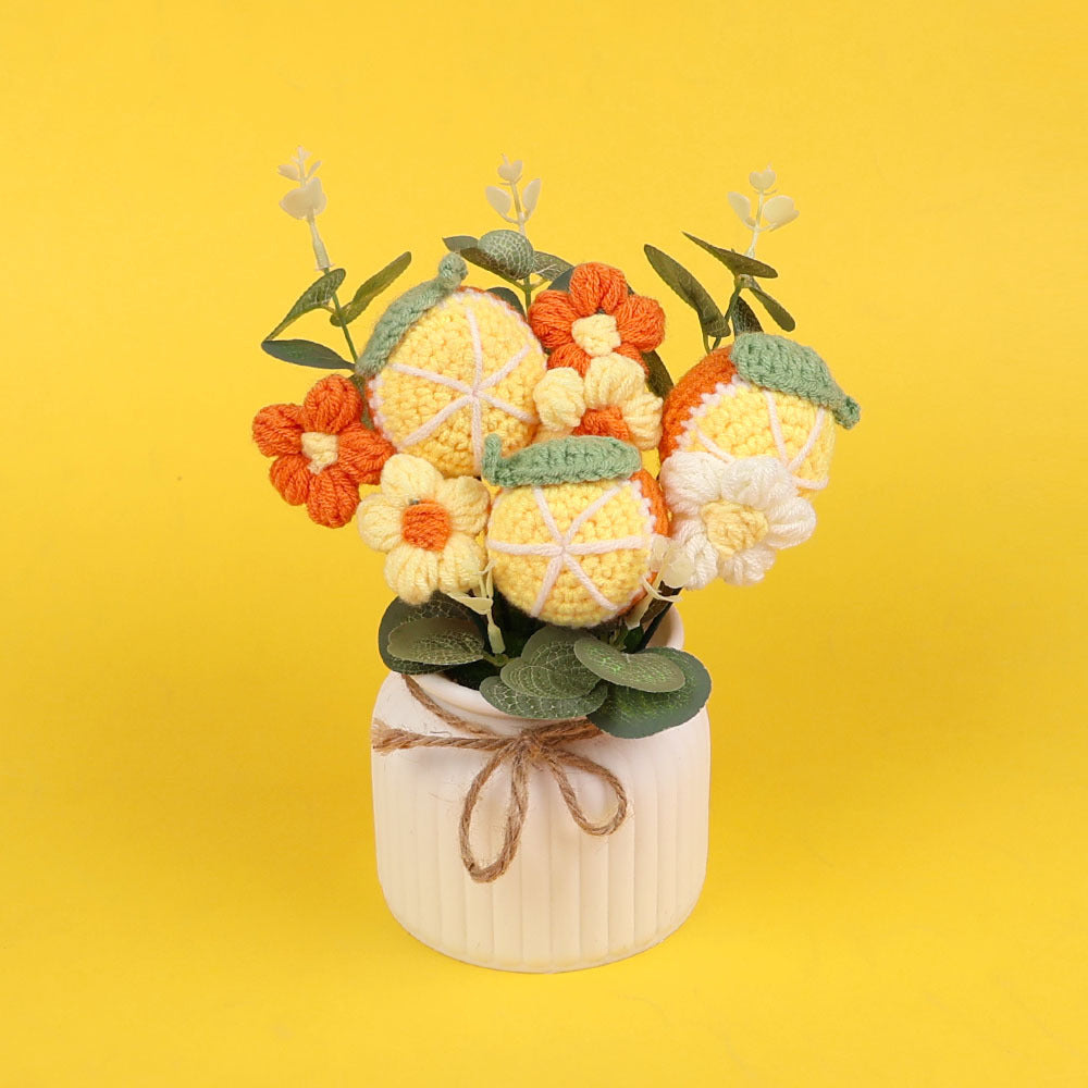 Yarn Sunflower Potted Decor – Simulated Flower Desk Ornament Gift